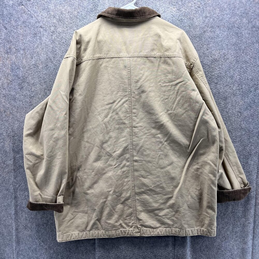 L.L.Bean Coat Mens XL Beige Canvas Field Barn Corduroy Collar Lined Workwear - Picture 8 of 10